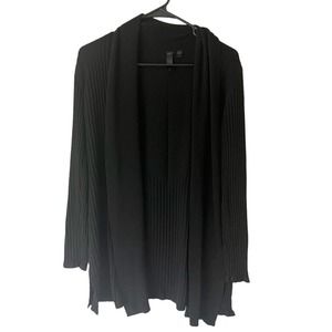 Zoe + Phoebe Black Ribbed Open Front Waterfall Knit Basic Cardigan Size Medium